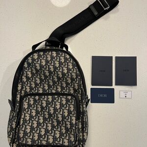 Dior Blue and Beige Men's Sling Bag